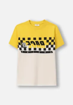 Coccodrillo tricou de bumbac pentru copii culoarea galben, cu imprimeu, CITY RACING BOY JUNIOR imagine