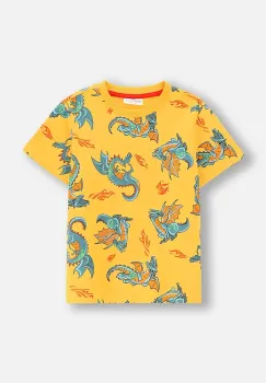 Coccodrillo tricou de bumbac pentru copii culoarea galben, cu imprimeu, DRAGONS BOY KIDS imagine