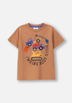 Coccodrillo tricou de bumbac pentru copii culoarea maro, cu imprimeu, CITY BUILDER BOY KIDS imagine