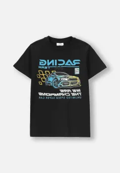 Coccodrillo tricou de bumbac pentru copii culoarea negru, cu imprimeu, CITY RACING BOY JUNIOR imagine