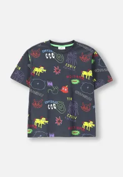 Coccodrillo tricou de bumbac pentru copii culoarea negru, cu imprimeu, EVERYDAY BOY A imagine
