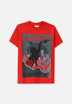 Coccodrillo tricou de bumbac pentru copii culoarea portocaliu, cu imprimeu, EVERYDAY BOY A imagine