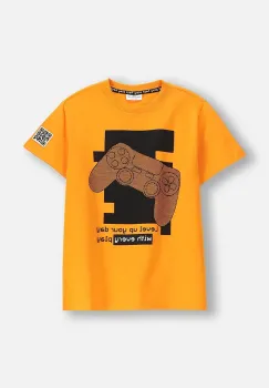 Coccodrillo tricou de bumbac pentru copii culoarea portocaliu, cu imprimeu, GAMER BOY JUNIOR imagine