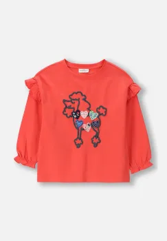 Coccodrillo tricou de bumbac pentru copii culoarea rosu, FROSTING PUDDLE GIRL KIDS imagine