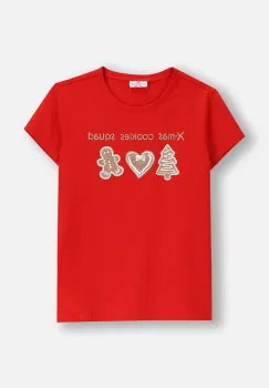 Coccodrillo tricou de bumbac pentru copii culoarea rosu, MERRY XMAS imagine