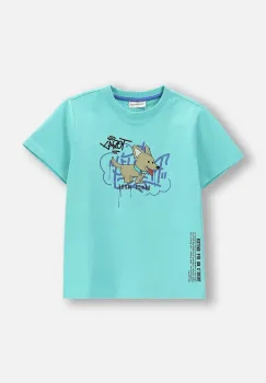 Coccodrillo tricou de bumbac pentru copii culoarea turcoaz, cu imprimeu, EVERYDAY BOY imagine