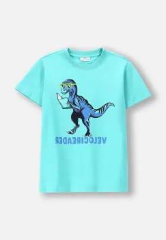Coccodrillo tricou de bumbac pentru copii culoarea turcoaz, cu imprimeu, EVERYDAY BOY imagine