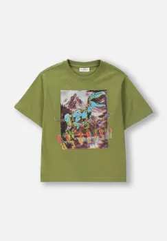 Coccodrillo tricou de bumbac pentru copii culoarea verde, cu imprimeu, EVERYDAY BOY A imagine