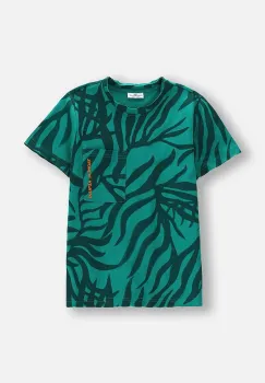 Coccodrillo tricou de bumbac pentru copii culoarea verde, cu imprimeu, TROPICAL STORY BOY JUNIOR imagine