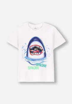 Coccodrillo tricou din bumbac culoarea alb, cu imprimeu, IN THE SUN BOY KIDS imagine