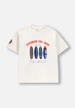 Coccodrillo tricou din bumbac culoarea bej, cu imprimeu, HOLIDAY SPLASH BOY JUNIOR imagine