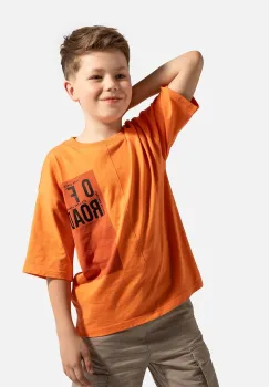 Coccodrillo tricou din bumbac culoarea portocaliu, cu imprimeu, WILD SAFARI BOY JUNIOR imagine