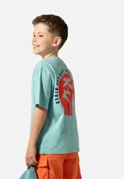 Coccodrillo tricou din bumbac culoarea turcoaz, cu imprimeu, HOLIDAY SPLASH BOY JUNIOR imagine