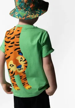 Coccodrillo tricou din bumbac culoarea verde, cu imprimeu, TROPICAL STORY BOY KIDS imagine