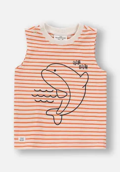 Coccodrillo tricou fara maneci culoarea portocaliu, cu imprimeu, HOLIDAY SPLASH BOY NEWBORN imagine