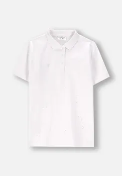 Coccodrillo tricouri polo din bumbac pentru copii culoarea alb, uni, BACK TO SCHOOL BOY imagine