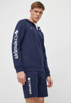 Columbia bluza barbati, culoarea albastru marin, cu gluga, cu imprimeu imagine