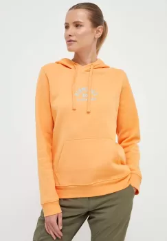 Columbia bluza femei, culoarea portocaliu, cu gluga, cu imprimeu imagine