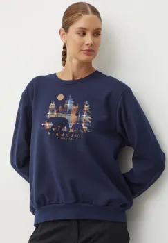 Columbia bluza Hart Mountain Crew femei, culoarea albastru marin, cu imprimeu, 2086431 imagine