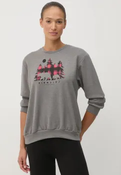 Columbia bluza Hart Mountain Crew femei, culoarea gri, cu imprimeu, 2086431 imagine