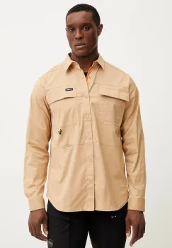 Columbia camasa Landroamer Twill barbati, culoarea maro, cu guler clasic, regular, 2120581 imagine