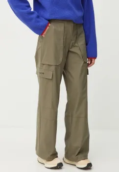 Columbia pantaloni Brea Falls femei, culoarea verde, lat, high waist, 2086041 imagine