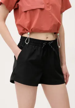 Columbia pantaloni scurti BlueVista femei, culoarea negru, neted, medium waist, 2119153 imagine