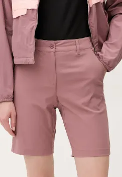 Columbia pantaloni scurti outdoor Leslie Falls culoarea roz, neted, medium waist, 2119193 imagine