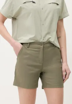 Columbia pantaloni scurti outdoor Leslie Falls culoarea verde, uni, medium waist, 2126061 imagine