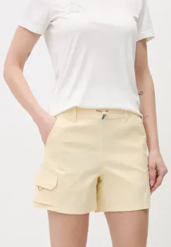 Columbia pantaloni scurti outdoor Weekend Rays culoarea galben, uni, high waist, 2114784 imagine