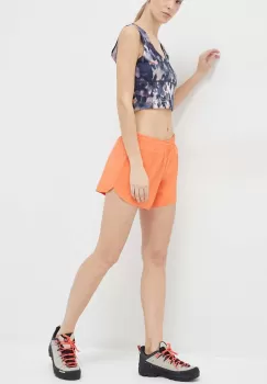 Columbia pantaloni scurti sport Columbia Hike femei, culoarea portocaliu, neted, high waist imagine