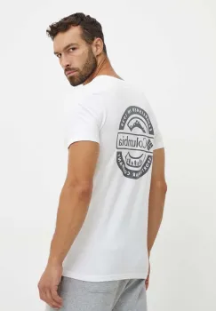 Columbia tricou din bumbac barbati, culoarea alb, cu imprimeu imagine