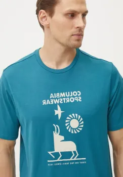 Columbia tricou din bumbac barbati, culoarea verde, modelator imagine