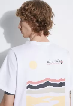 Columbia tricou din bumbac culoarea alb, modelator imagine