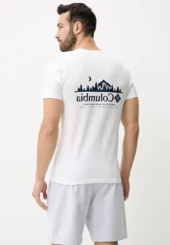 Columbia tricou din bumbac Rapid Ridge barbati, culoarea alb, cu imprimeu, 1934824 imagine