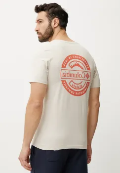 Columbia tricou din bumbac Rapid Ridge barbati, culoarea bej, cu imprimeu, 1934824 imagine