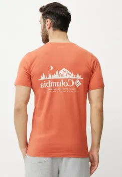 Columbia tricou din bumbac Rapid Ridge barbati, culoarea portocaliu, cu imprimeu, 1934824 imagine