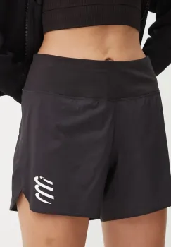 Compressport pantaloni scurti de alergare Performance culoarea negru, cu imprimeu, medium waist, ASHW4069 imagine