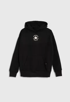 Converse bluza copii culoarea negru, cu gluga, cu imprimeu imagine