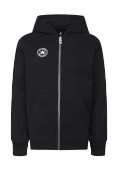 Converse bluza copii culoarea negru, cu gluga, neted imagine