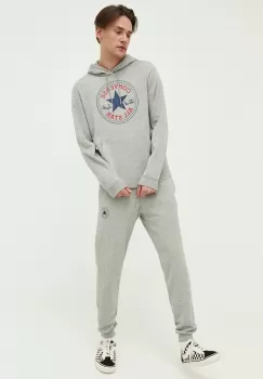 Converse bluza culoarea gri, cu gluga, cu imprimeu imagine