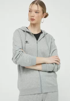 Converse bluza culoarea gri, cu gluga, neted imagine