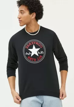 Converse bluza culoarea negru, cu imprimeu imagine