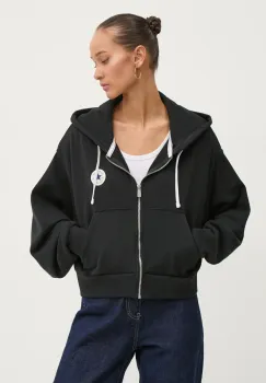Converse bluza femei, culoarea negru, cu gluga, neted, 10027643-A02 imagine