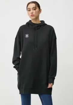 Converse bluza femei, culoarea negru, cu gluga, uni, 10027071-A01 imagine