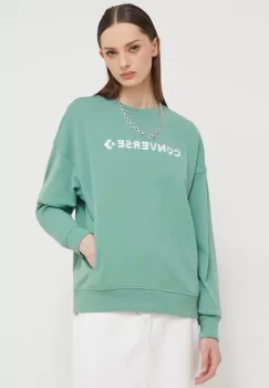 Converse bluza femei, culoarea verde, cu imprimeu imagine