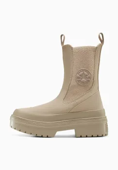 Converse botine din piele intoarsa Chuck Taylor All Star Lugged Heel Nu culoarea bej, cu platforma, A14544C imagine