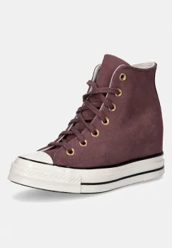 Converse Chuck 70 Wedge tenisi inalti de dama din piele intoarsa imagine