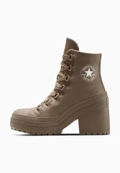 Converse cizme de piele Chuck 70 De Luxe Heel culoarea maro, cu toc drept, izolare usoara, A13064C imagine
