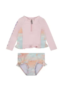Converse costum de baie din doua piese pentru bebelusi culoarea roz, 1CD420 imagine